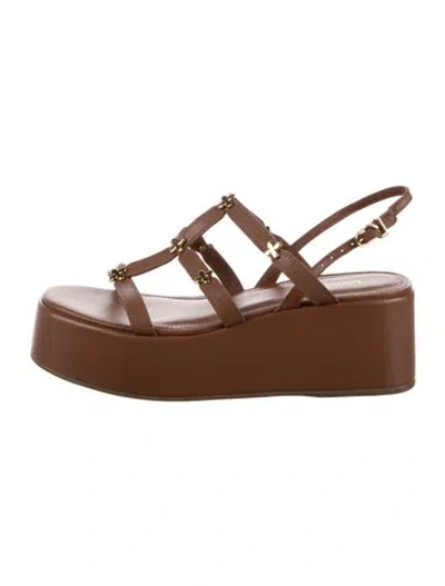 Pre-owned Larroude Leather Sandals In Brown