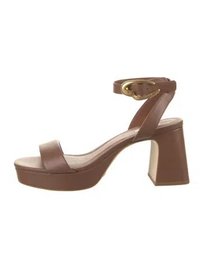 Pre-owned Larroude Leather Sandals In Brown