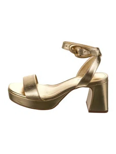 Pre-owned Larroude Leather Sandals In Gold