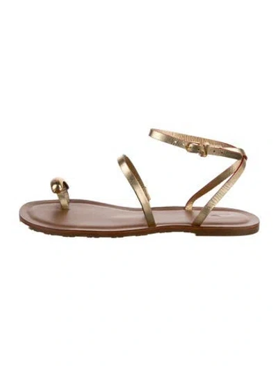 Pre-owned Larroude Leather Sandals In Gold