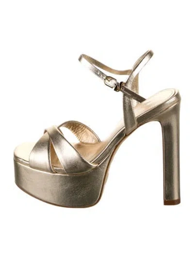 Pre-owned Larroude Leather Sandals In Gold