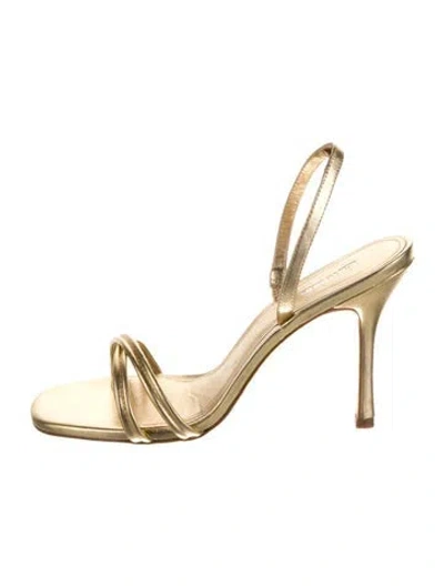 Pre-owned Larroude Leather Sandals In Gold