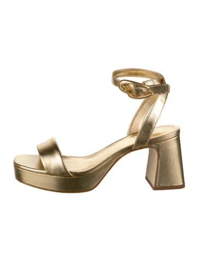 Pre-owned Larroude Leather Sandals In Gold