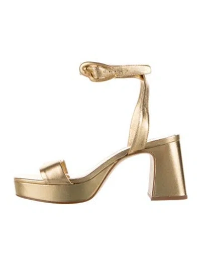 Pre-owned Larroude Leather Sandals In Gold
