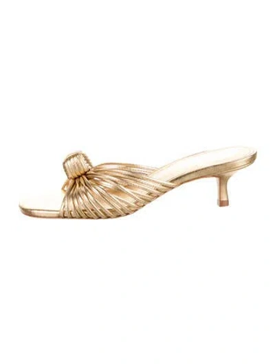 Pre-owned Larroude Leather Sandals In Gold