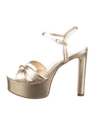 Pre-owned Larroude Leather Sandals In Gold