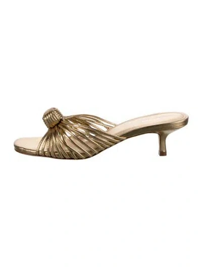 Pre-owned Larroude Leather Sandals In Gold/metallic