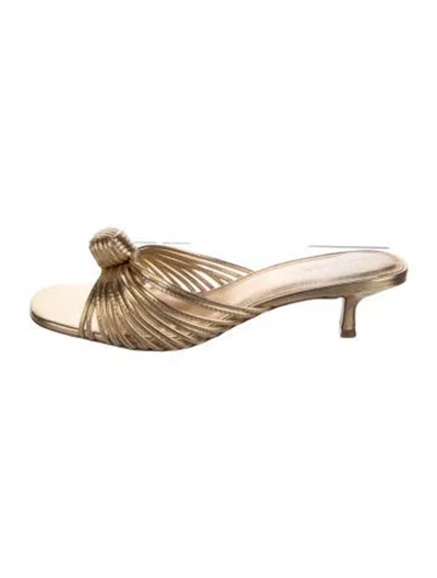 Pre-owned Larroude Leather Sandals In Gold/metallic