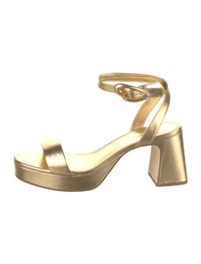 Pre-owned Larroude Leather Sandals In Gold/metallic