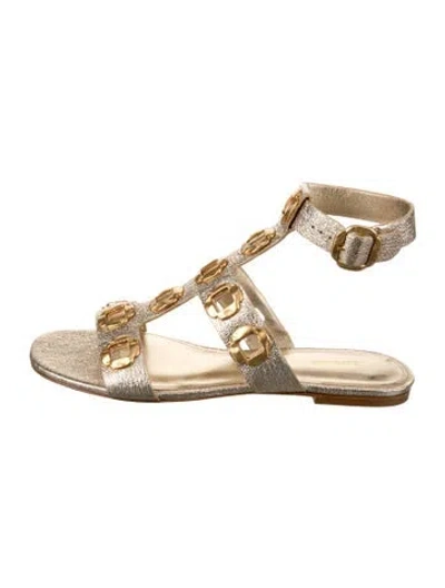 Pre-owned Larroude Leather Sandals In Gold/metallic
