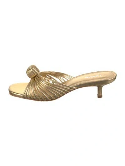 Pre-owned Larroude Leather Sandals In Gold/metallic