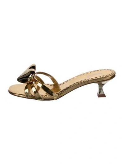 Pre-owned Larroude Leather Sandals In Gold/metallic