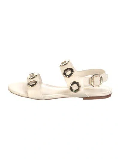 Pre-owned Larroude Leather Sandals In Gold/neutrals