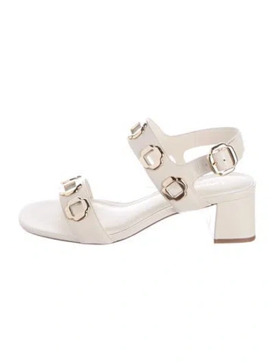Pre-owned Larroude Leather Sandals In Gold/neutrals