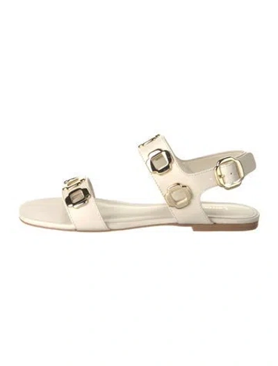 Pre-owned Larroude Leather Sandals In Gold/neutrals
