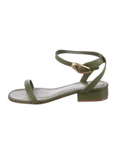 Pre-owned Larroude Leather Sandals In Green
