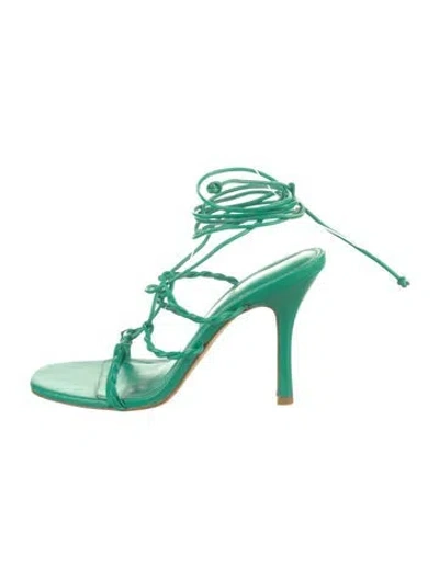 Pre-owned Larroude Leather Sandals In Green