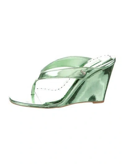 Pre-owned Larroude Leather Sandals In Green