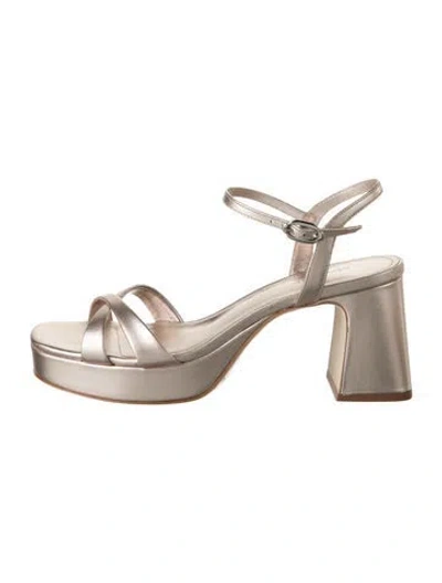Pre-owned Larroude Leather Sandals In Metallic/pink