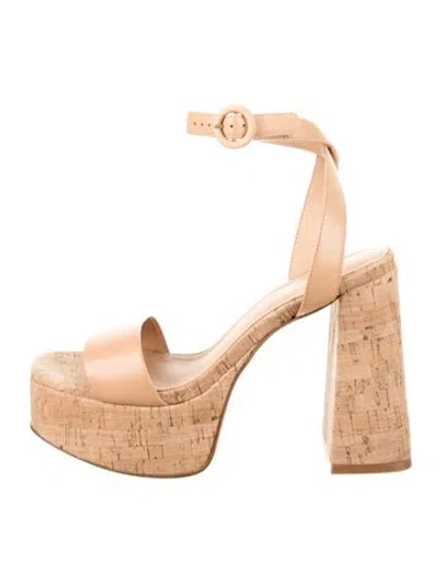 Pre-owned Larroude Leather Sandals In Neutral