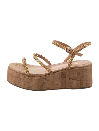 Pre-owned Larroude Leather Sandals In Neutral