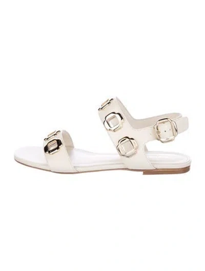 Pre-owned Larroude Leather Sandals In Neutral
