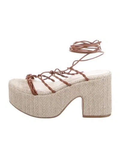 Pre-owned Larroude Leather Sandals In Neutral