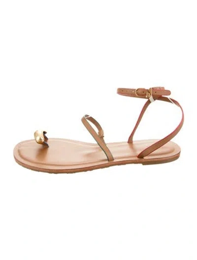 Pre-owned Larroude Leather Sandals In Neutrals
