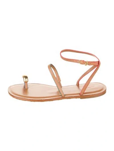 Pre-owned Larroude Leather Sandals In Neutrals