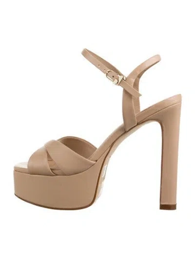 Pre-owned Larroude Leather Sandals In Neutrals