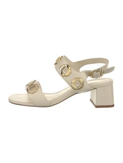 Pre-owned Larroude Leather Sandals In Neutrals