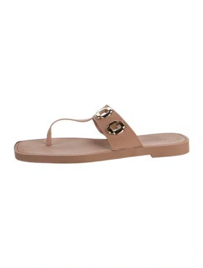 Pre-owned Larroude Leather Sandals In Neutrals