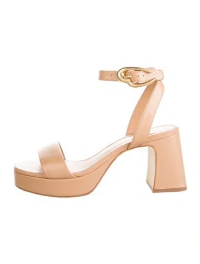 Pre-owned Larroude Leather Sandals In Neutrals