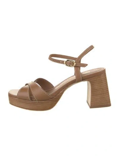 Pre-owned Larroude Leather Sandals In Neutrals