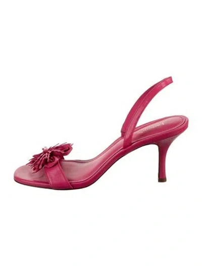 Pre-owned Larroude Leather Sandals In Pink