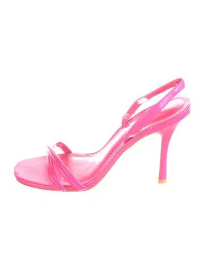 Pre-owned Larroude Leather Sandals In Pink
