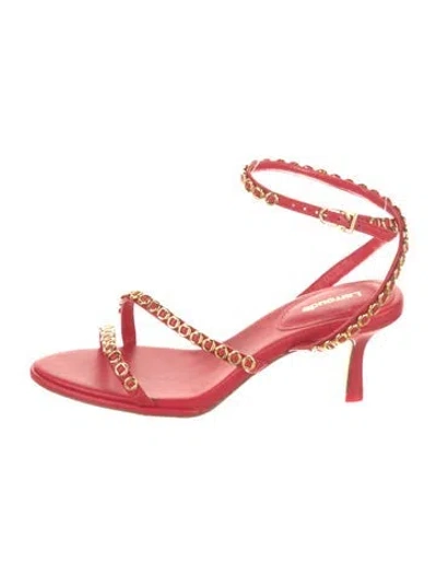 Pre-owned Larroude Leather Sandals In Red