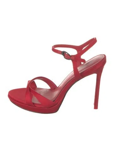 Pre-owned Larroude Leather Sandals In Red