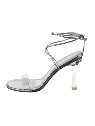 Pre-owned Larroude Leather Sandals In Silver
