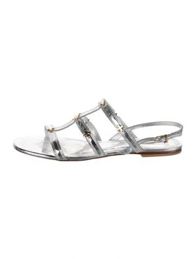 Pre-owned Larroude Leather Sandals In Silver