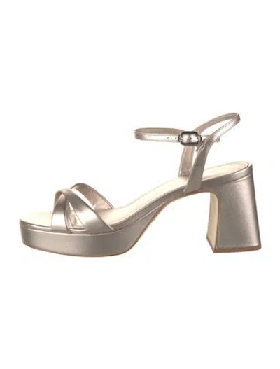 Pre-owned Larroude Leather Sandals In Silver