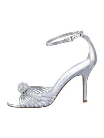 Pre-owned Larroude Leather Sandals In Silver