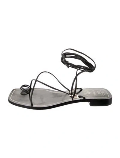 Pre-owned Larroude Leather Sandals In Silver