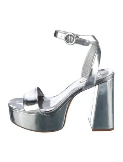 Pre-owned Larroude Leather Sandals In Silver