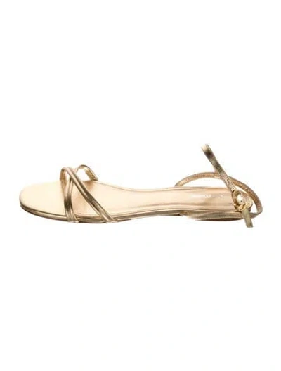 Pre-owned Larroude Leather Sandals W/ Tags In Gold