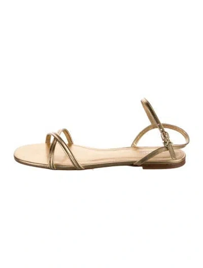 Pre-owned Larroude Leather Sandals W/ Tags In Gold/metallic