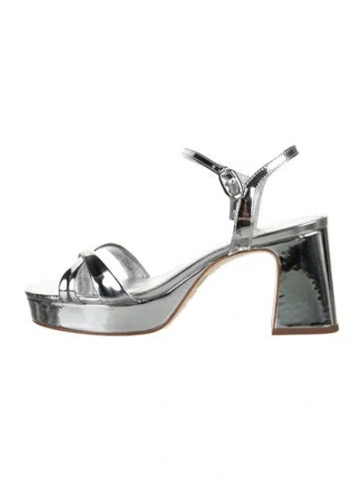 Pre-owned Larroude Leather Sandals W/ Tags In Silver
