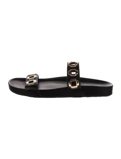 Pre-owned Larroude Leather Slides In Black