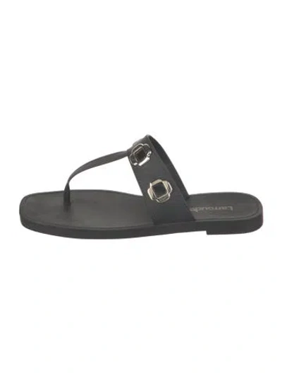 Pre-owned Larroude Leather Slides In Black