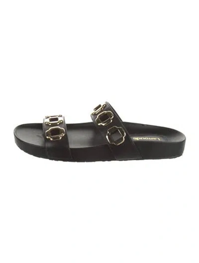 Pre-owned Larroude Leather Slides In Black